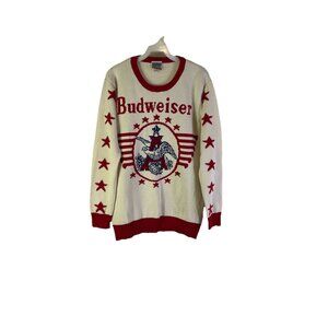 JUNK FOOD Mens Medium Budweiser Beer Knit Stars Crewneck Sweater